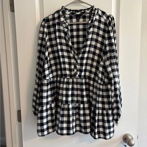 Torrid Black and White Plaid Blouse